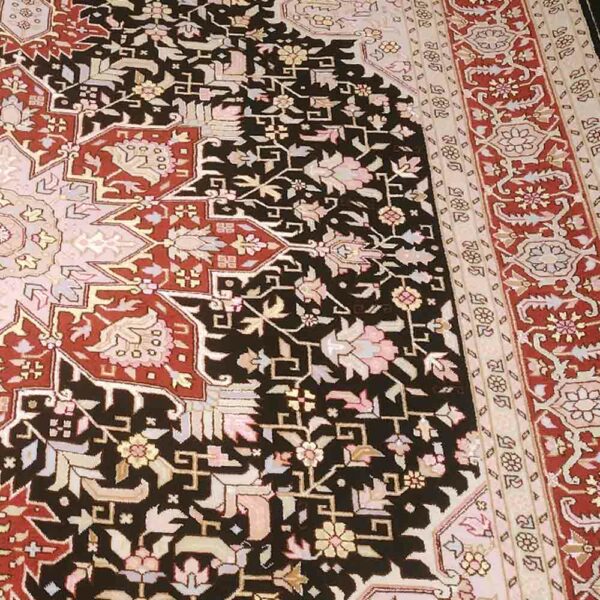IRANIAN-Rug-TABRIZ-Handmade-Red-Black-Heris-Rug-2x1.5m---6.5x5ft--1120-border