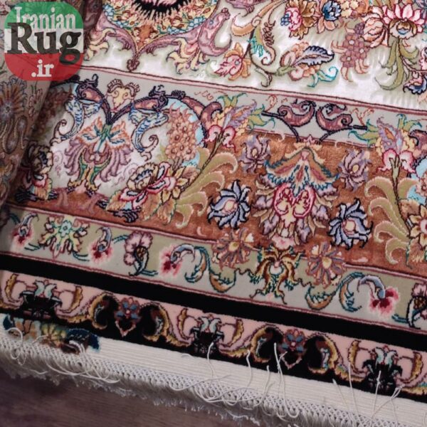 PERSIAN-Rug-TABRIZ-Handmade-Black-Orange-Novinfar-Saba-Bottom-of-Rug2-#1137