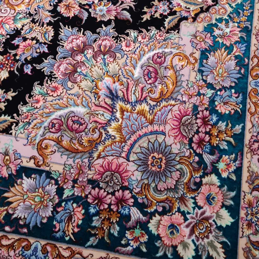 PERSIAN-Rug-TABRIZ-Handmade-Rug-Black-Khatibi-2x1.5m---6.5x5ft-corner