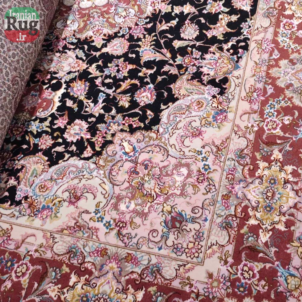 PERSIAN-Rug-TABRIZ-Handmade-Rug-Black-corner-zoom
