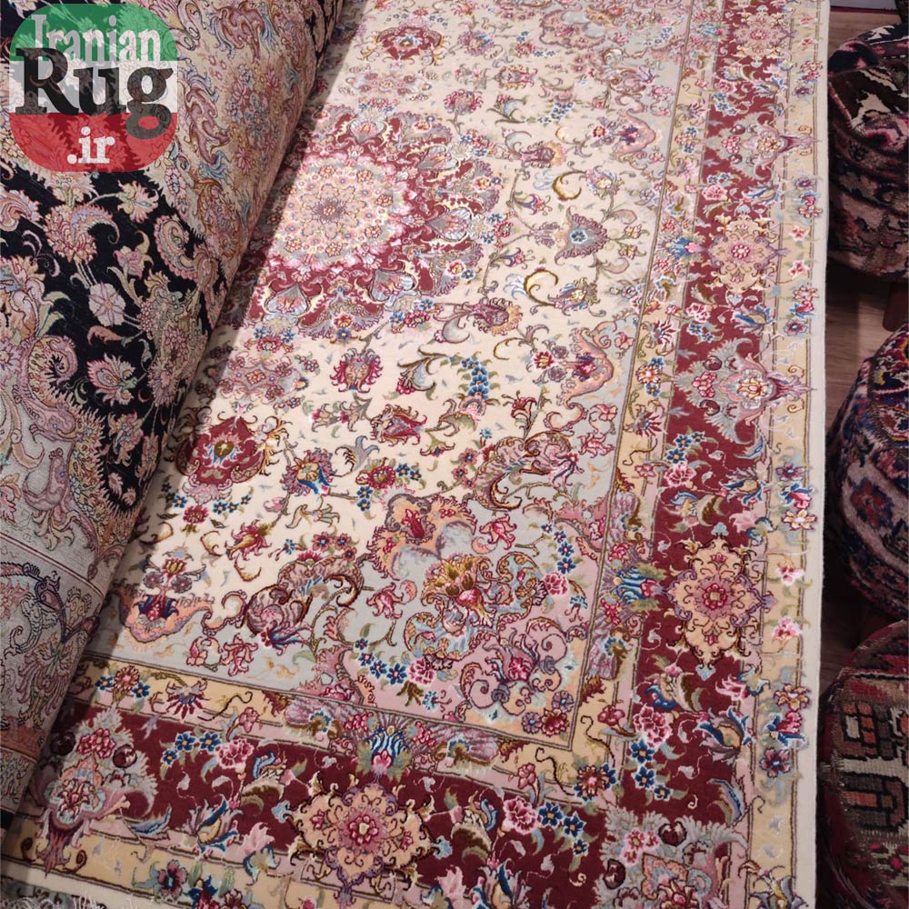 PERSIAN-Rug-TABRIZ-Handmade-Rug-Red-Elia-2x1.5m---5x7ft-#1136--right-corner-right-half