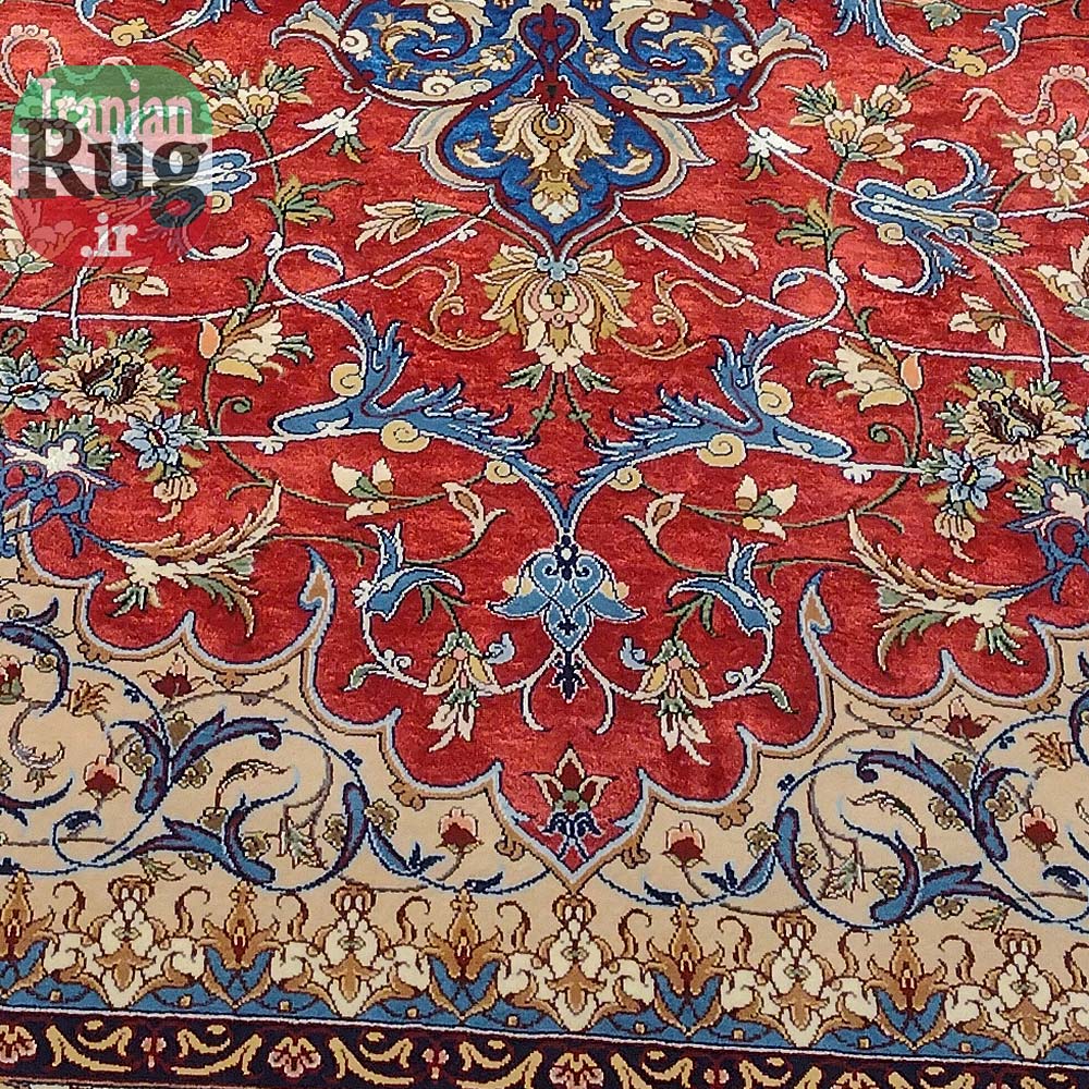 ISFAHAN-PERSIAN-Rug-Silk-Handmade-Rug-2.5x3.5m---8x10ft-#2112R---bottom2