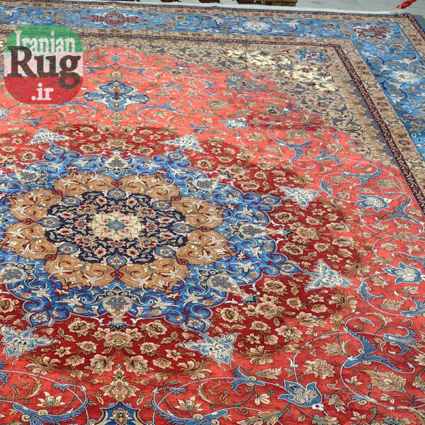 ISFAHAN-PERSIAN-Rug-Silk-Handmade-Rug-2.5x3.5m---8x10ft-#2112R---center-to-top