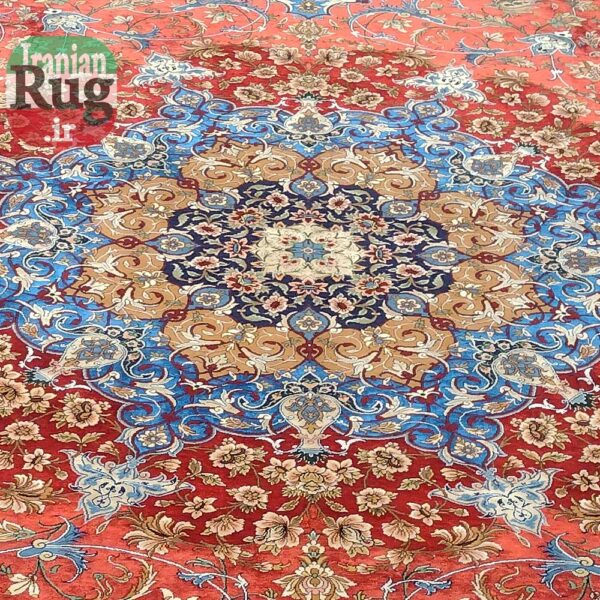 ISFAHAN-PERSIAN-Rug-Silk-Handmade-Rug-2.5x3.5m---8x10ft-#2112R---left-center-close-upview3