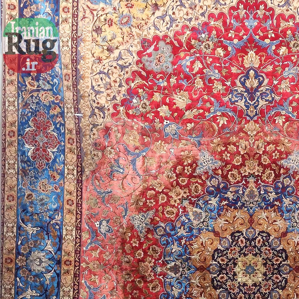 ISFAHAN-PERSIAN-Rug-Silk-Handmade-Rug-2.5x3.5m---8x10ft-#2112R---left-side