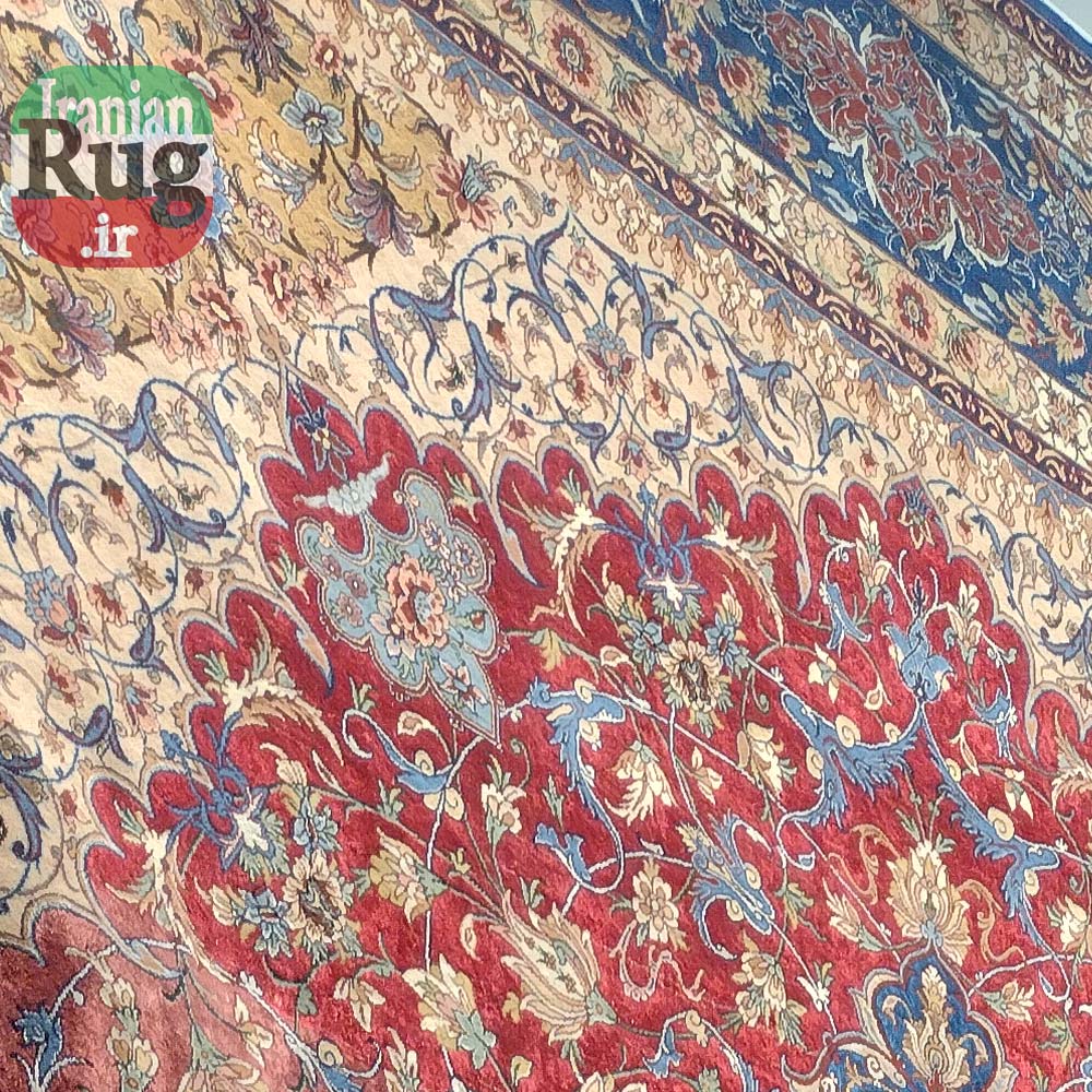 ISFAHAN-PERSIAN-Rug-Silk-Handmade-Rug-2.5x3.5m---8x10ft-#2112R--left-top-corner-another-view