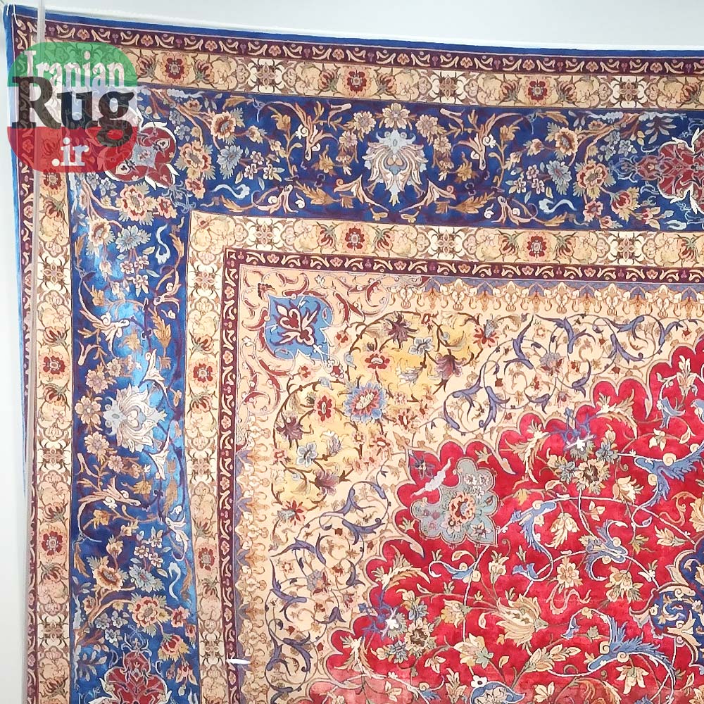 ISFAHAN-PERSIAN-Rug-Silk-Handmade-Rug-2.5x3.5m---8x10ft-#2112R--left-top-corner