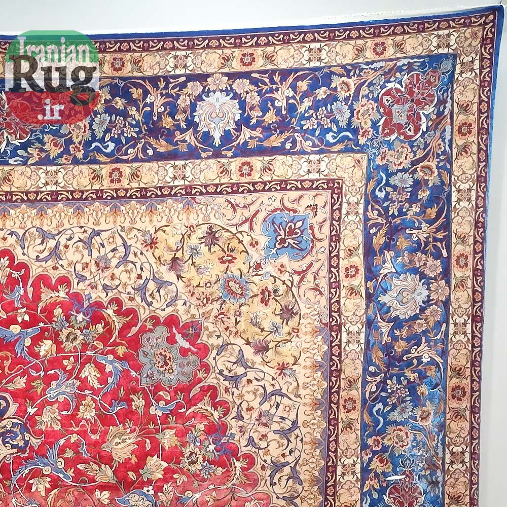 ISFAHAN-PERSIAN-Rug-Silk-Handmade-Rug-2.5x3.5m---8x10ft-#2112R---right-top-corner