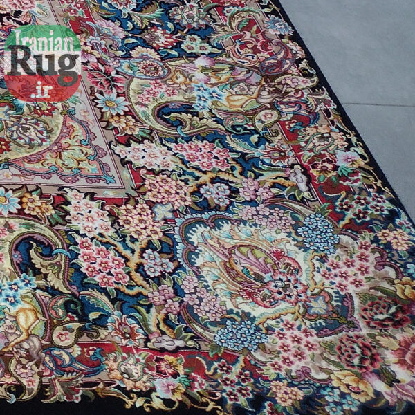 PERSIAN-Rug-TABRIZ-Handmade-Black-Salari-Rug-2x3m-6.56x9.84ft-#1231---lower-right-corner2