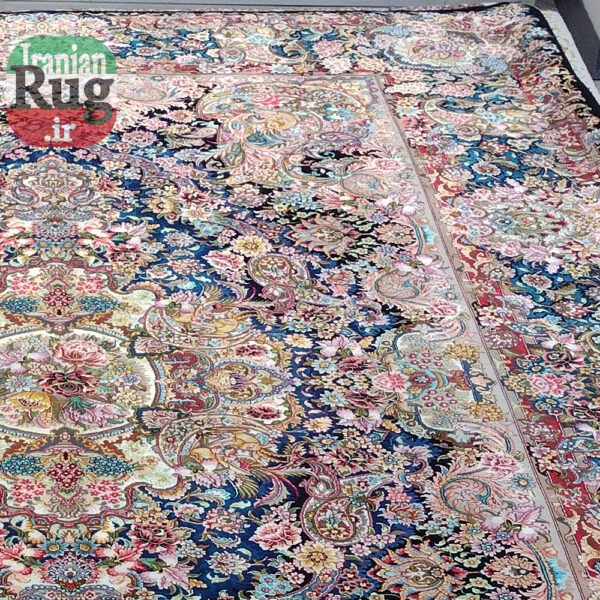 PERSIAN-Rug-TABRIZ-Handmade-Black-Salari-Rug-2x3m-6.56x9.84ft-#1231---right-side