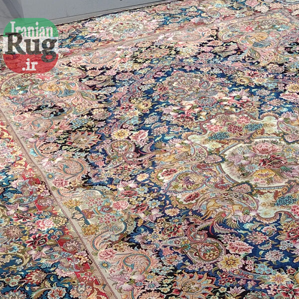PERSIAN-Rug-TABRIZ-Handmade-Black-Salari-Rug-2x3m-6.56x9.84ft-#1231---top-left-side