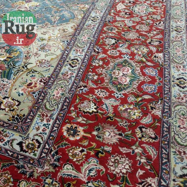 PERSIAN-Rug-TABRIZ-Handmade-Blue-Salari-Rug-2.5×3.5m-–-8x10ft-#1230--botoom3