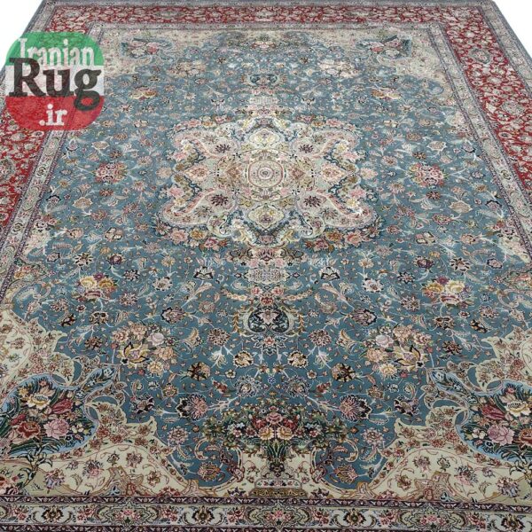 PERSIAN-Rug-TABRIZ-Handmade-Blue-Salari-Rug-2.5×3.5m-–-8x10ft-#1230--c2