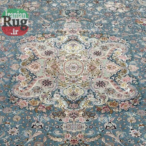 PERSIAN-Rug-TABRIZ-Handmade-Blue-Salari-Rug-2.5×3.5m-–-8x10ft-#1230--center