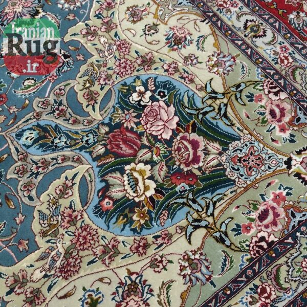 PERSIAN-Rug-TABRIZ-Handmade-Blue-Salari-Rug-2.5×3.5m-–-8x10ft-#1230--left-lower-corner3