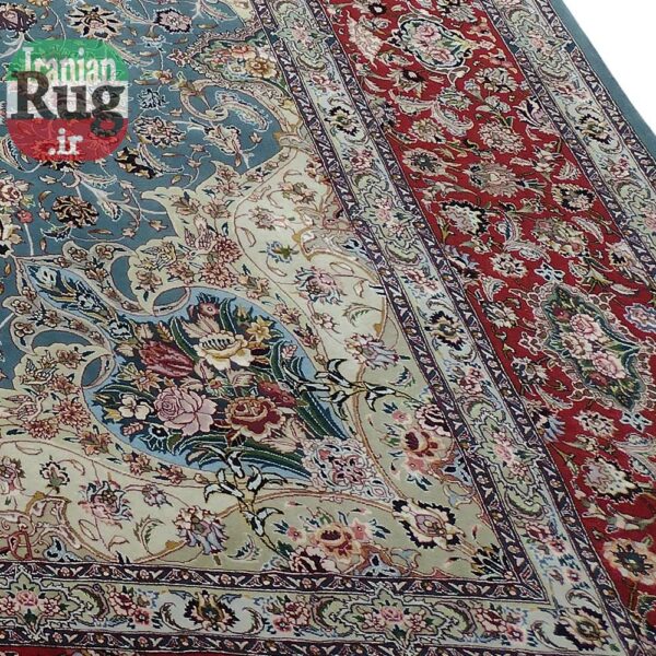 PERSIAN-Rug-TABRIZ-Handmade-Blue-Salari-Rug-2.5×3.5m-–-8x10ft-#1230--right-corner