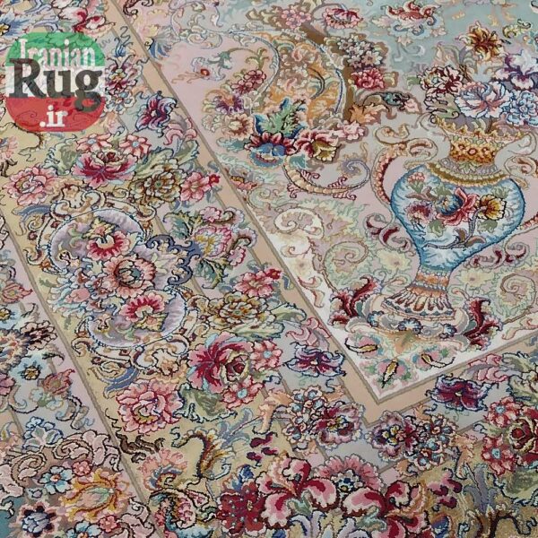 PERSIAN-Rug-TABRIZ-Handmade-Green-Khatibi-Rug-2.x3m-6.56x9.84ft-#1232--left-lower-corner-2
