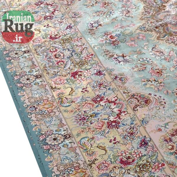 PERSIAN-Rug-TABRIZ-Handmade-Green-Khatibi-Rug-2.x3m-6.56x9.84ft-#1232-left-side2