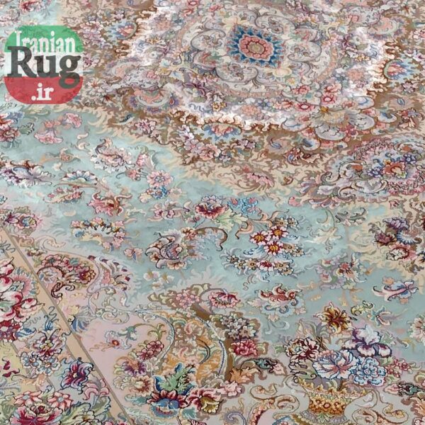 PERSIAN-Rug-TABRIZ-Handmade-Green-Khatibi-Rug-2x3m-6.56x9.84ft-#1232-left-side3