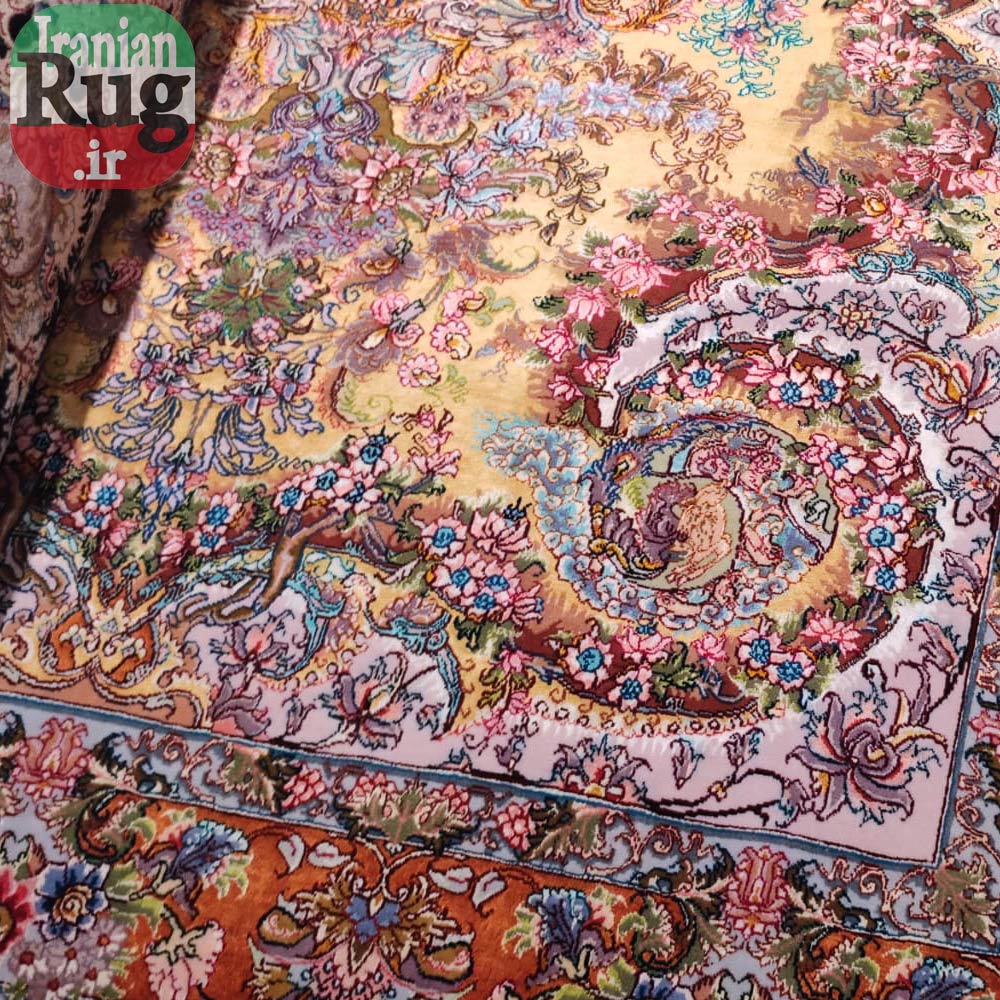 PERSIAN-Rug-TABRIZ-Handmade-Rug-Yellow-Kindness-wave--bottom-1