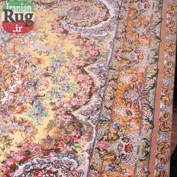 PERSIAN-Rug-TABRIZ-Handmade-Rug-Yellow-Kindness-wave-side2