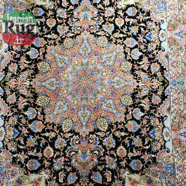 PERSIAN-Rug-TABRIZ-Handmade-Black-Hoseinpour-Rug-2.5x3.5m---8x10ft-#1140--center