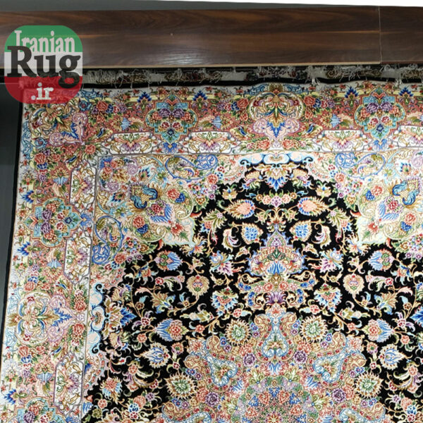 PERSIAN-Rug-TABRIZ-Handmade-Black-Hoseinpour-Rug-2.5x3.5m---8x10ft-#1140--left-top-corner