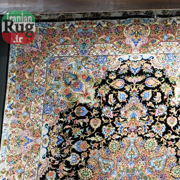 PERSIAN-Rug-TABRIZ-Handmade-Black-Hoseinpour-Rug-2.5x3.5m---8x10ft-#1140--left-top-corner2