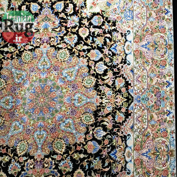 PERSIAN-Rug-TABRIZ-Handmade-Black-Hoseinpour-Rug-2.5x3.5m---8x10ft-#1140--right-side2