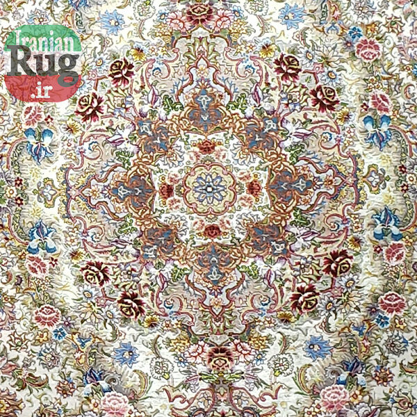 PERSIAN-Rug-TABRIZ-Handmade-DOUBLE-Rug-Salari-Floral-2.x3m-6x9ft-#1139D--center-zone-close-up