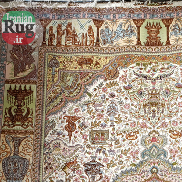 PERSIAN-Rug-TABRIZ-Handmade-Rug-Nami-PictorialPerspolis-2.5×3.5m-–-8x10ft-#1138-top-left-corner2