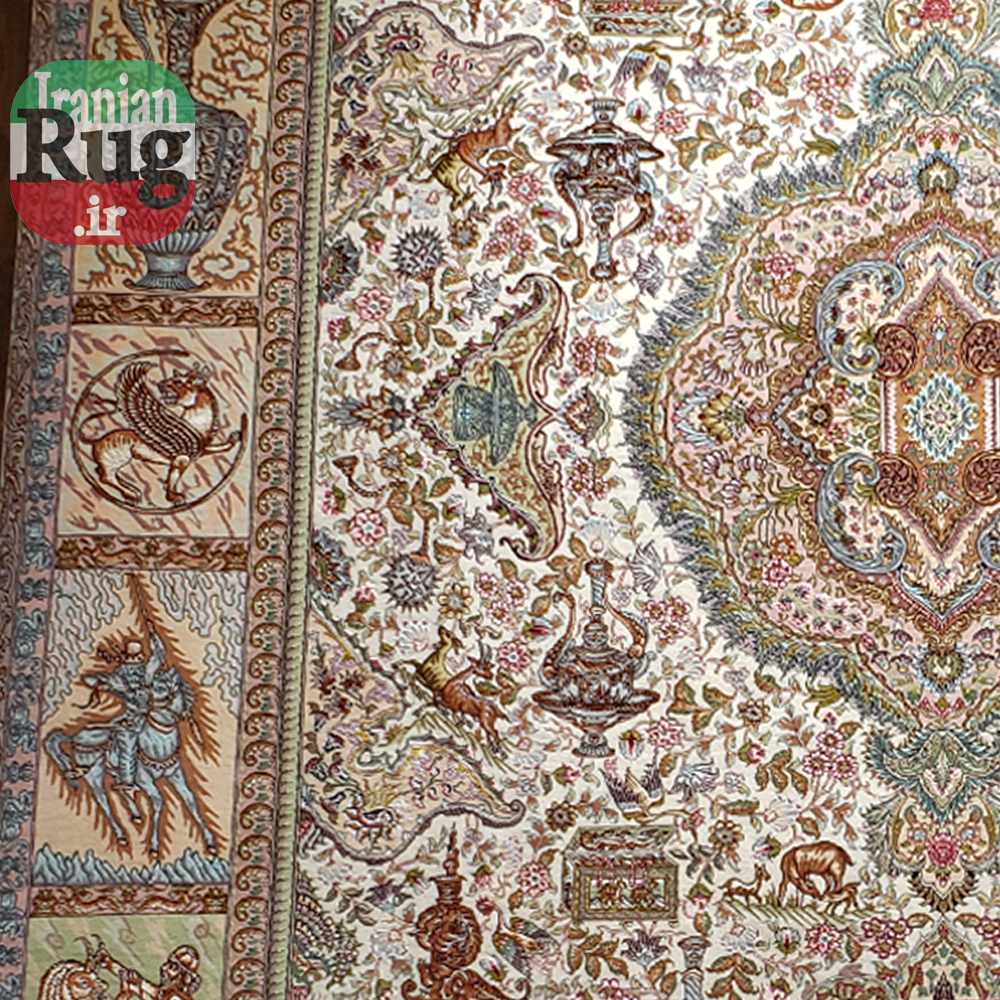 PERSIAN-Rug-TABRIZ-Handmade-Rug-Nami-PictorialPerspolis-2.5×3.5m-–-8x10ft-#1138-top-left-side