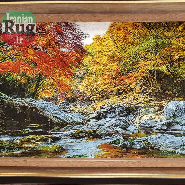 Wall Hanging Persian Rug Tabriz Autumn River 1.05x0.65m 3.44x2.13ft #7100--center