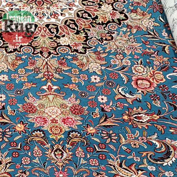 BIJAR-PERSIAN-Rug-Handmade-Rug-Blue-#5101-left-center-close-up