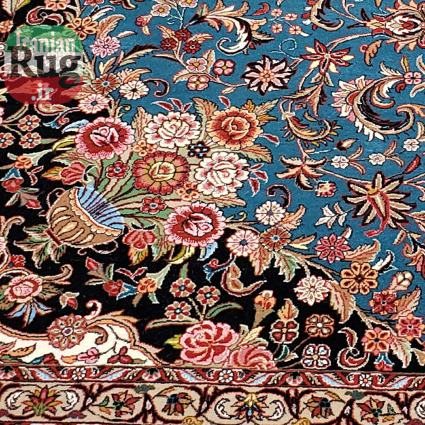 BIJAR-PERSIAN-Rug-Handmade-Rug-Blue-#5101-left-corner-close-up