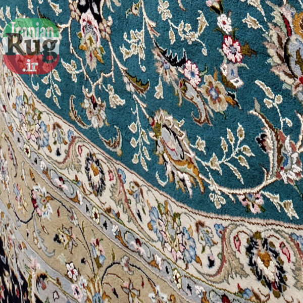 KASHAN-PERSIAN-Rug-Handmade-Rug-Green-2.5x3.5m---8x10ft-#4102-bottom3
