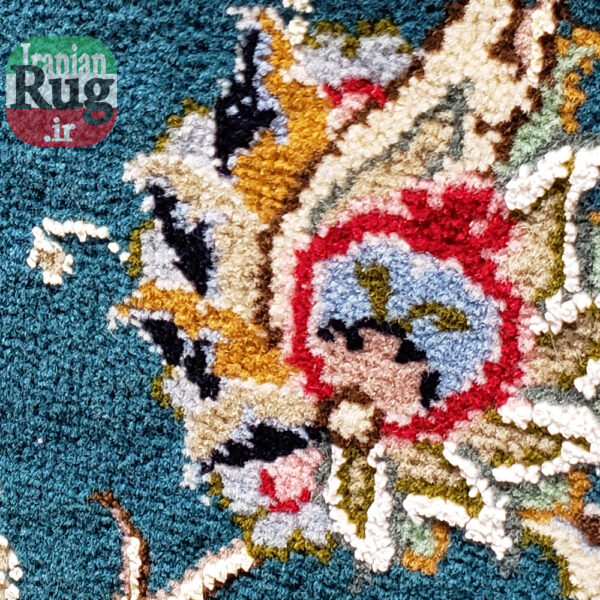 KASHAN-PERSIAN-Rug-Handmade-Rug-Green-2.5x3.5m---8x10ft-#4102-center-close-up5