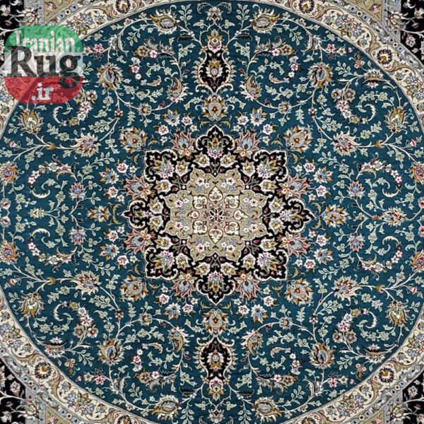 KASHAN-PERSIAN-Rug-Handmade-Rug-Green-2.5x3.5m---8x10ft-#4102-center3