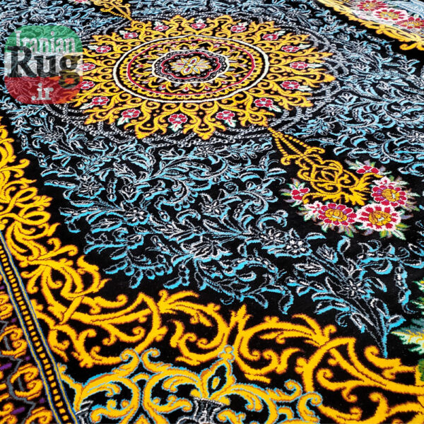 PERSIAN Gold Rug Silk QOM Handmade Rug-1x1.5m-3.28x4.92ft-#2112-center