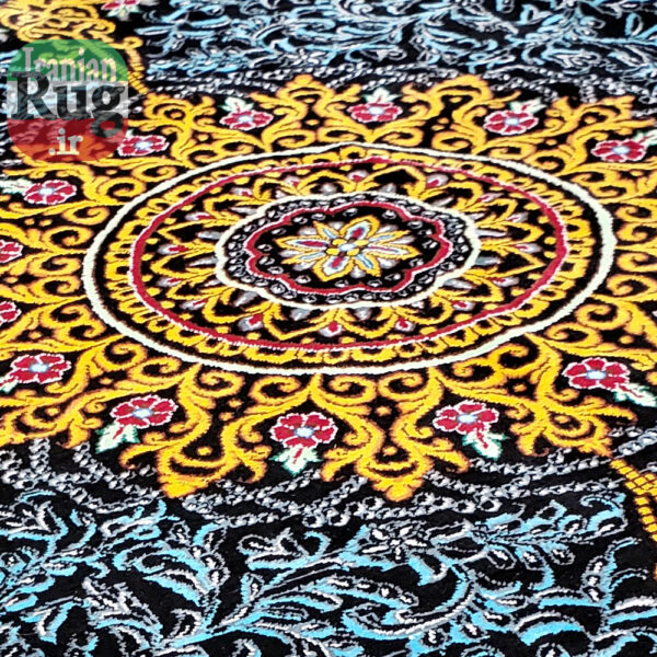 PERSIAN Gold Rug Silk QOM Handmade Rug-1x1.5m-3.28x4.92ft-#2112-details3