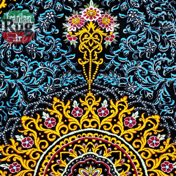 PERSIAN Gold Rug Silk QOM Handmade Rug-1x1.5m-3.28x4.92ft-#2112-details4