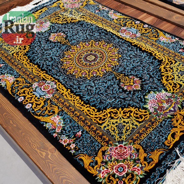 PERSIAN Gold Rug Silk QOM Handmade Rug-1x1.5m-3.28x4.92ft-#2112-full-resolution2