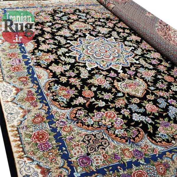 PERSIAN-Rug-KHANSAR-Handmade-Black-Rug-2x3m-6x9ft-#8108-c