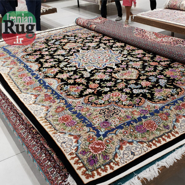 PERSIAN-Rug-KHANSAR-Handmade-Black-Rug-2x3m-6x9ft-#8108-full-resolution2
