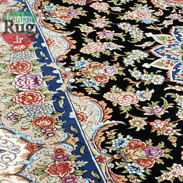 PERSIAN-Rug-KHANSAR-Handmade-Black-Rug-2x3m-6x9ft-#8108--side