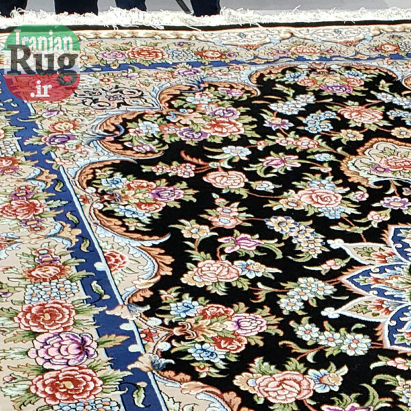 PERSIAN-Rug-KHANSAR-Handmade-Black-Rug-2x3m-6x9ft-#8108--top
