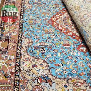 PERSIAN Rug KHANSAR Handmade Rug Blue Pictorial Hunting Design 2x3m-6x9ft #8106