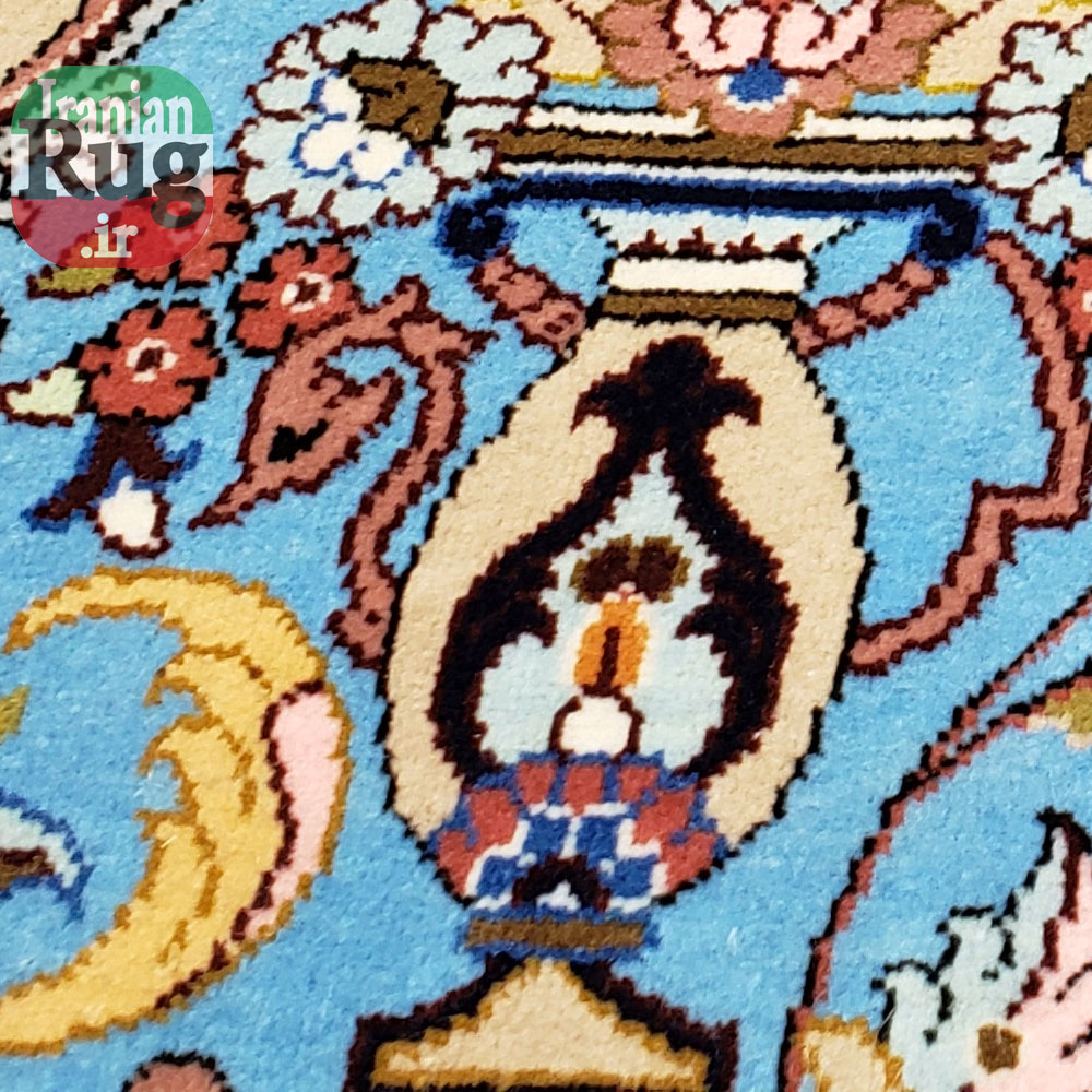 PERSIAN-Rug-KHANSAR-Handmade-Rug-Blue-Pictorial-Hunting-Design-2x3m-6x9ft-#8106-details