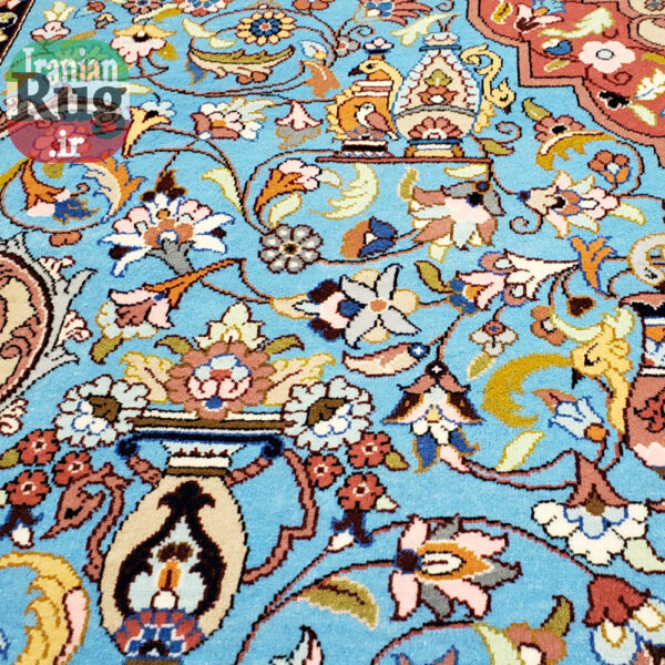PERSIAN-Rug-KHANSAR-Handmade-Rug-Blue-Pictorial-Hunting-Design-2x3m-6x9ft-#8106-details2