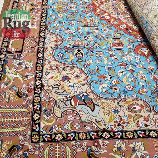 PERSIAN-Rug-KHANSAR-Handmade-Rug-Blue-Pictorial-Hunting-Design-2x3m-6x9ft-#8106-full-resolution2